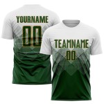Maglia da calcio personalizzata con stampa sublimatica bianco-verde-oro antico Maglia da calcio personalizzata con stampa sublimatica bianco-verde-oro antico