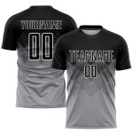 Maglia da calcio personalizzata con stampa a sublimazione grigio chiaro nero-bianco Maglia da calcio personalizzata con stampa a sublimazione grigio chiaro nero-bianco