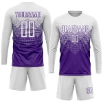 Maglia da calcio personalizzata viola bianca con stampa sublimatica Maglia da calcio personalizzata viola bianca con stampa sublimatica