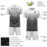 Maglia da calcio personalizzata in acciaio grigio bianco con stampa a sublimazione Maglia da calcio personalizzata in acciaio grigio bianco con stampa a sublimazione