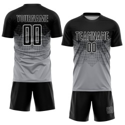 Maglia da calcio personalizzata con stampa a sublimazione grigio chiaro nero-bianco Maglia da calcio personalizzata con stampa a sublimazione grigio chiaro nero-bianco
