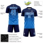 Maglia da calcio personalizzata con stampa a sublimazione blu navy e bianco Maglia da calcio personalizzata con stampa a sublimazione blu navy e bianco