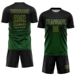 Maglia da calcio personalizzata con stampa sublimatica nera verde-oro antico