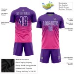 Maglia da calcio personalizzata con stampa sublimatica rosa viola-bianca Maglia da calcio personalizzata con stampa sublimatica rosa viola-bianca
