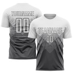 Maglia da calcio personalizzata in acciaio grigio bianco con stampa a sublimazione Maglia da calcio personalizzata in acciaio grigio bianco con stampa a sublimazione