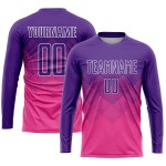 Maglia da calcio personalizzata con stampa sublimatica rosa viola-bianca Maglia da calcio personalizzata con stampa sublimatica rosa viola-bianca
