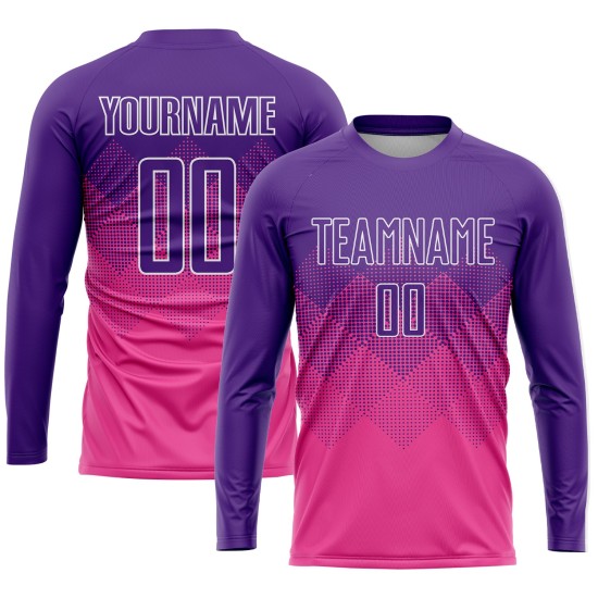 Maglia da calcio personalizzata con stampa sublimatica rosa viola-bianca Maglia da calcio personalizzata con stampa sublimatica rosa viola-bianca