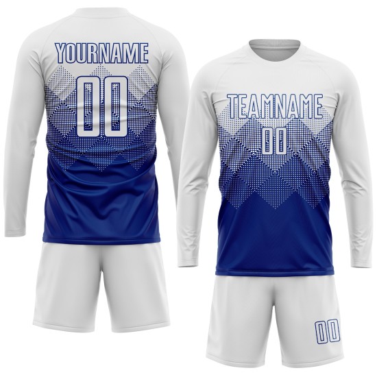 Maglia da calcio personalizzata Royal White Sublimation Maglia da calcio personalizzata Royal White Sublimation
