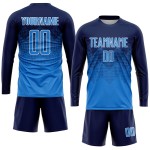 Maglia da calcio personalizzata con stampa a sublimazione blu navy e bianco Maglia da calcio personalizzata con stampa a sublimazione blu navy e bianco