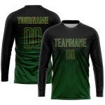 Maglia da calcio personalizzata con stampa sublimatica nera verde-oro antico Maglia da calcio personalizzata con stampa sublimatica nera verde-oro antico