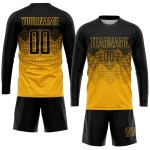 Maglia da calcio personalizzata in oro e nero con stampa a sublimazione Maglia da calcio personalizzata in oro e nero con stampa a sublimazione
