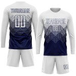 Maglia da calcio personalizzata con stampa a sublimazione bianca e blu navy Maglia da calcio personalizzata con stampa a sublimazione bianca e blu navy