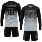 Maglia da calcio personalizzata in argento e nero con stampa a sublimazione Maglia da calcio personalizzata in argento e nero con stampa a sublimazione