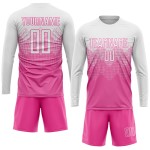 Maglia da calcio personalizzata rosa bianca con stampa sublimatica Maglia da calcio personalizzata rosa bianca con stampa sublimatica