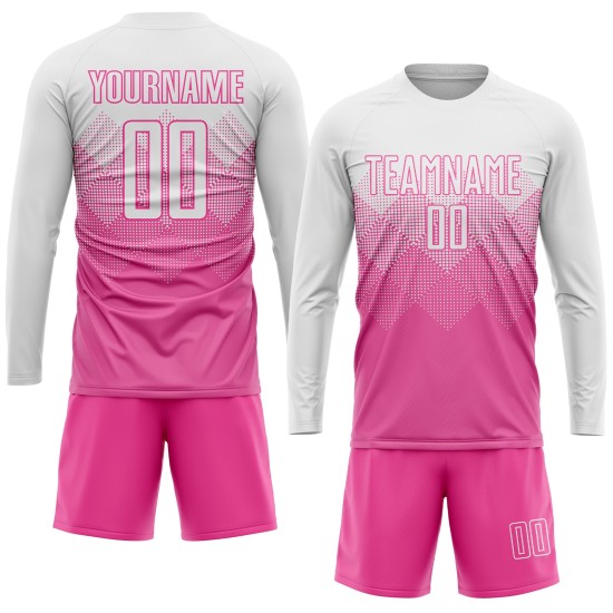 Maglia da calcio personalizzata rosa bianca con stampa sublimatica Maglia da calcio personalizzata rosa bianca con stampa sublimatica