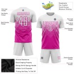 Maglia da calcio personalizzata rosa scuro bianca con stampa a sublimazione Maglia da calcio personalizzata rosa scuro bianca con stampa a sublimazione