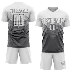 Maglia da calcio personalizzata in acciaio grigio bianco con stampa a sublimazione