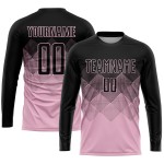 Maglia da calcio personalizzata rosa chiaro e nera con stampa a sublimazione Maglia da calcio personalizzata rosa chiaro e nera con stampa a sublimazione