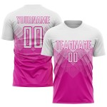 Maglia da calcio personalizzata rosa scuro bianca con stampa a sublimazione Maglia da calcio personalizzata rosa scuro bianca con stampa a sublimazione