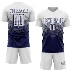 Maglia da calcio personalizzata con stampa a sublimazione bianca e blu navy Maglia da calcio personalizzata con stampa a sublimazione bianca e blu navy