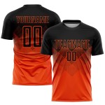 Maglia da calcio personalizzata arancione nera con stampa a sublimazione Maglia da calcio personalizzata arancione nera con stampa a sublimazione