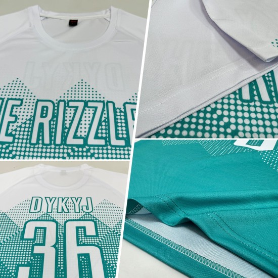 Maglia da calcio personalizzata con stampa a sublimazione Aqua White Maglia da calcio personalizzata con stampa a sublimazione Aqua White
