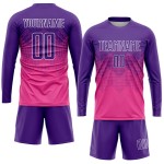 Maglia da calcio personalizzata con stampa sublimatica rosa viola-bianca Maglia da calcio personalizzata con stampa sublimatica rosa viola-bianca