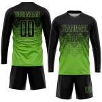 Maglia da calcio personalizzata verde neon nera con stampa a sublimazione Maglia da calcio personalizzata verde neon nera con stampa a sublimazione