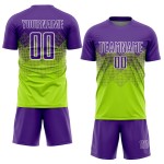 Maglia da calcio personalizzata con stampa sublimatica verde neon viola-bianco Maglia da calcio personalizzata con stampa sublimatica verde neon viola-bianco