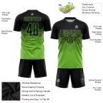 Maglia da calcio personalizzata verde neon nera con stampa a sublimazione Maglia da calcio personalizzata verde neon nera con stampa a sublimazione