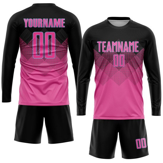Maglia da calcio personalizzata con stampa a sublimazione a forma quadrata, sfumata rosa nera-azzurra Maglia da calcio personalizzata con stampa a sublimazione a forma quadrata, sfumata rosa nera-azzurra