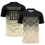 Maglia da calcio personalizzata in sublimazione nera e crema Maglia da calcio personalizzata in sublimazione nera e crema