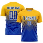 Maglia da calcio personalizzata con stampa sublimatica oro reale-bianco Maglia da calcio personalizzata con stampa sublimatica oro reale-bianco