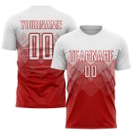 Maglia da calcio personalizzata rossa e bianca con stampa a sublimazione Maglia da calcio personalizzata rossa e bianca con stampa a sublimazione