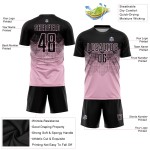 Maglia da calcio personalizzata rosa chiaro e nera con stampa a sublimazione Maglia da calcio personalizzata rosa chiaro e nera con stampa a sublimazione