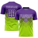 Maglia da calcio personalizzata con stampa sublimatica verde neon viola-bianco Maglia da calcio personalizzata con stampa sublimatica verde neon viola-bianco