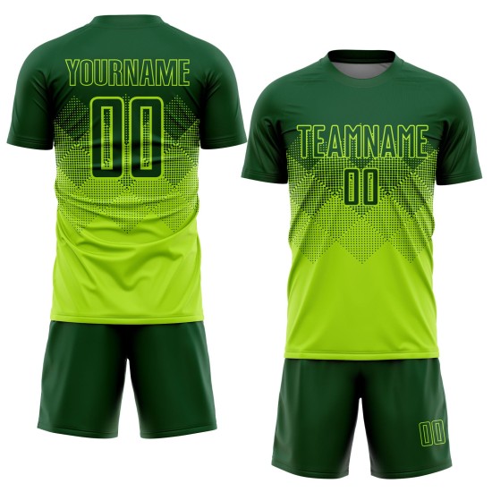 Maglia da calcio personalizzata verde neon con stampa a sublimazione Maglia da calcio personalizzata verde neon con stampa a sublimazione