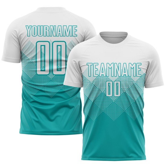 Maglia da calcio personalizzata con stampa a sublimazione Aqua White Maglia da calcio personalizzata con stampa a sublimazione Aqua White
