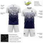 Maglia da calcio personalizzata con stampa a sublimazione bianca e blu navy Maglia da calcio personalizzata con stampa a sublimazione bianca e blu navy