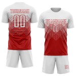 Maglia da calcio personalizzata rossa e bianca con stampa a sublimazione Maglia da calcio personalizzata rossa e bianca con stampa a sublimazione