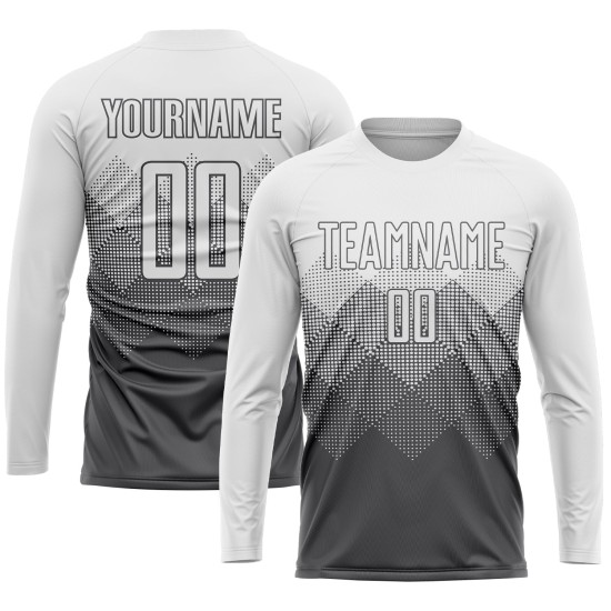 Maglia da calcio personalizzata in acciaio grigio bianco con stampa a sublimazione Maglia da calcio personalizzata in acciaio grigio bianco con stampa a sublimazione