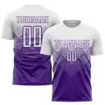 Maglia da calcio personalizzata viola bianca con stampa sublimatica Maglia da calcio personalizzata viola bianca con stampa sublimatica