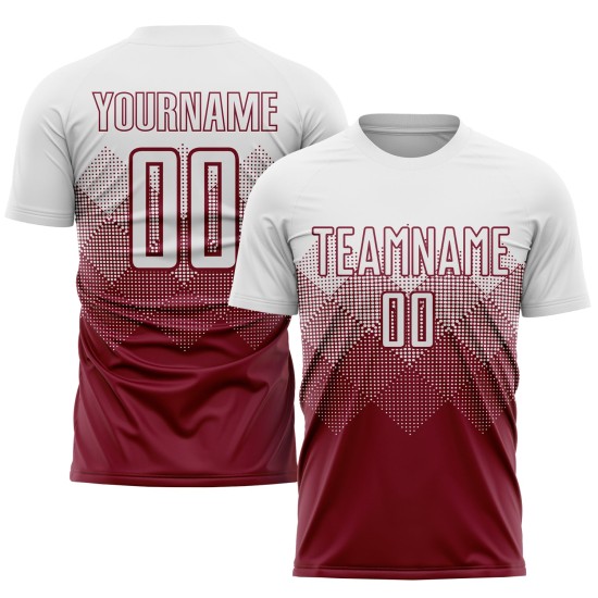 Maglia da calcio personalizzata Crimson White Sublimation Maglia da calcio personalizzata Crimson White Sublimation
