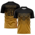 Maglia da calcio personalizzata con stampa sublimatica nera in oro antico Maglia da calcio personalizzata con stampa sublimatica nera in oro antico