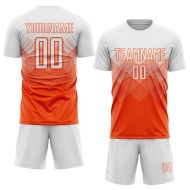 Maglia da calcio personalizzata arancione bianca con stampa a sublimazione Maglia da calcio personalizzata arancione bianca con stampa a sublimazione
