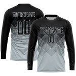 Maglia da calcio personalizzata in argento e nero con stampa a sublimazione Maglia da calcio personalizzata in argento e nero con stampa a sublimazione