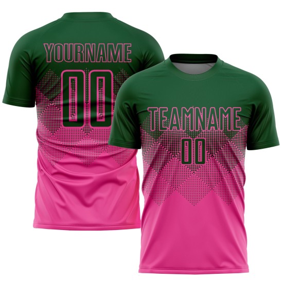 Maglia da calcio personalizzata con stampa a sublimazione rosa e verde Maglia da calcio personalizzata con stampa a sublimazione rosa e verde