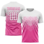 Maglia da calcio personalizzata rosa bianca con stampa sublimatica Maglia da calcio personalizzata rosa bianca con stampa sublimatica