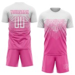 Maglia da calcio personalizzata rosa bianca con stampa sublimatica Maglia da calcio personalizzata rosa bianca con stampa sublimatica