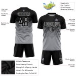 Maglia da calcio personalizzata con stampa a sublimazione grigio chiaro nero-bianco Maglia da calcio personalizzata con stampa a sublimazione grigio chiaro nero-bianco